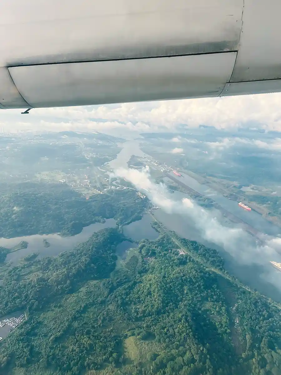 Miraflores Locks from the airplane